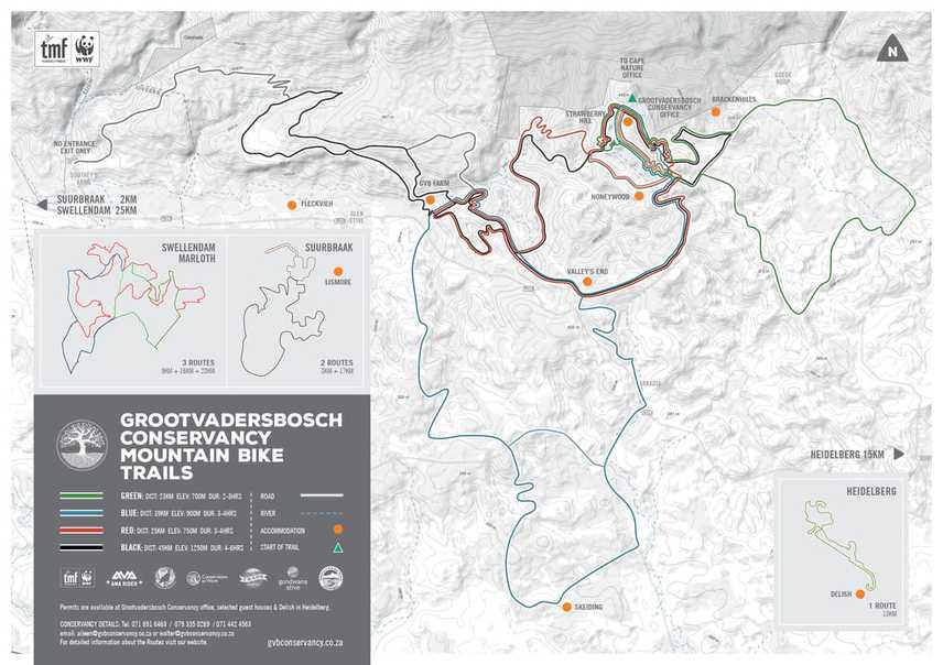 Grootvadersbosch Conservancy Mountain Bike Map